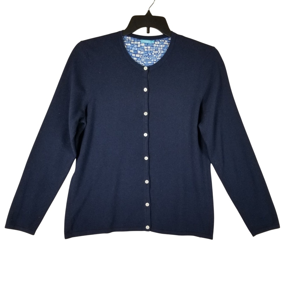 J.McLaughlin Cardigan Women XL Navy Blue Button Front Cotton Modal Blend 293S